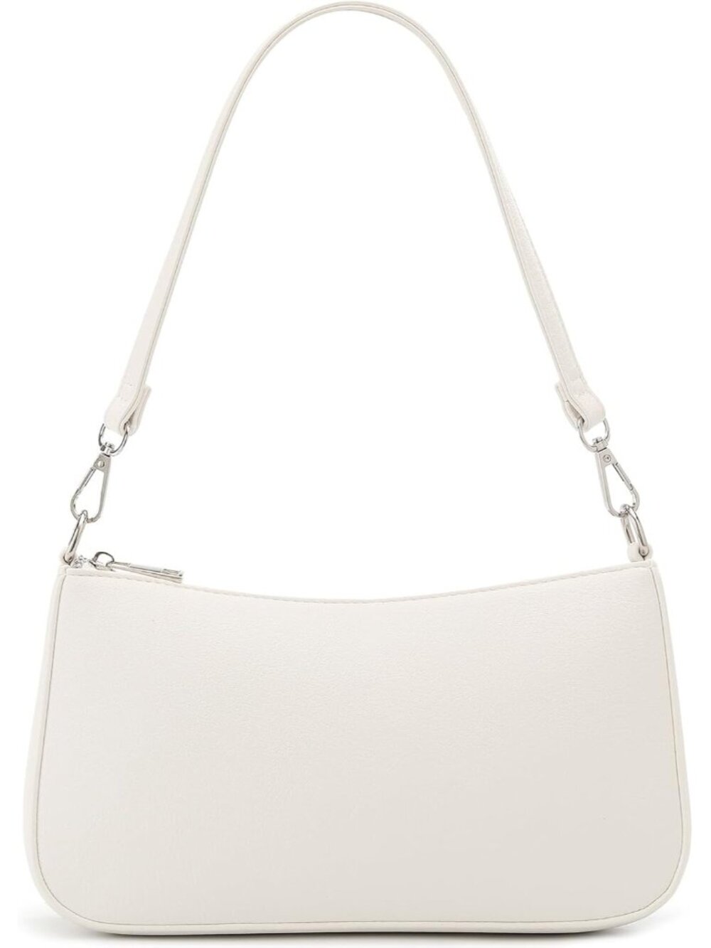Women's White PU Leather Shoulder Bag Adjustable Strap Cute Hobo Handbags